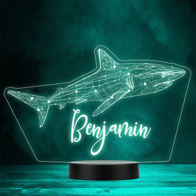 3D Style Shark Geometric Personalised Gift Colour Changing LED Lamp Night Light – The Card Zoo