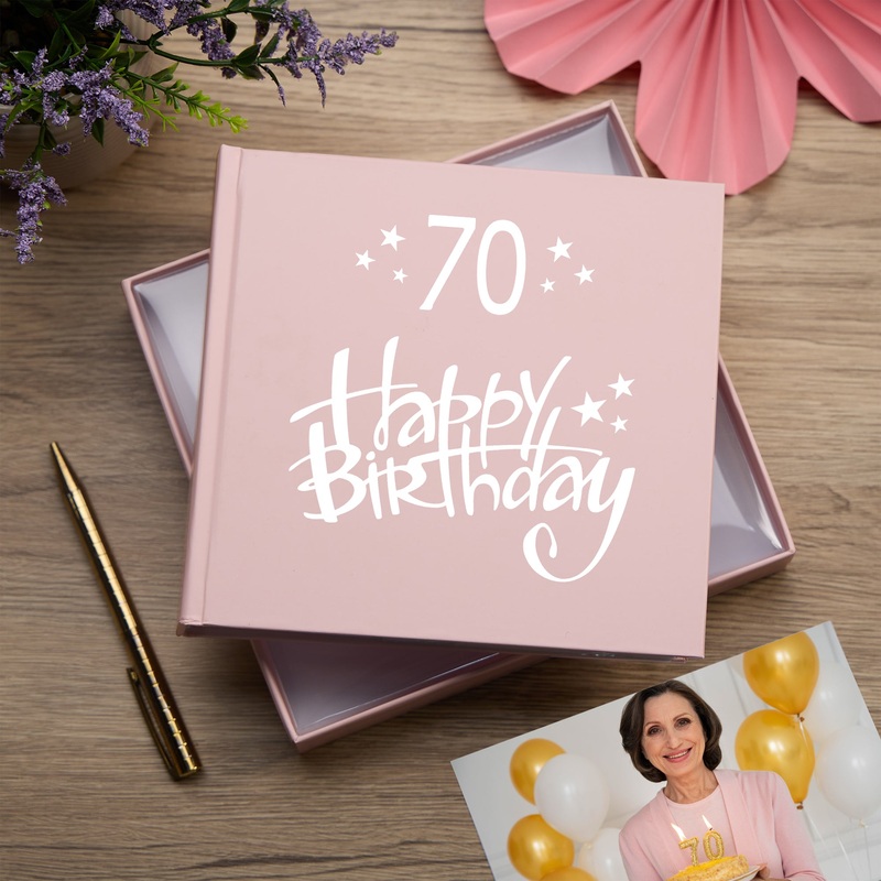 70th Birthday Pink Photo Album Gift For Her 50 x 6 x 4 Photos