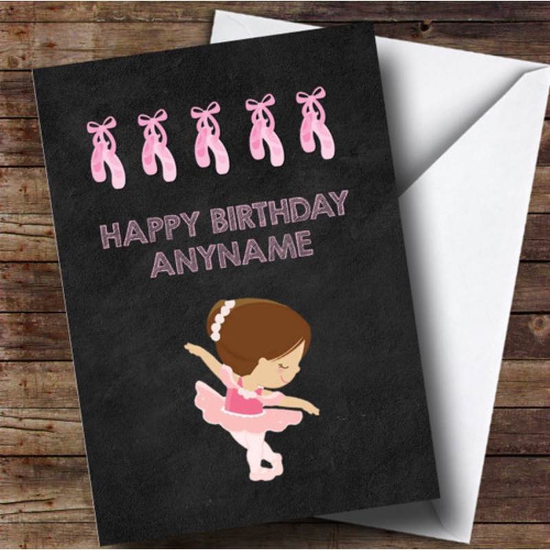 Chalk Pink Ballet Children’s Birthday Personalised Card – The Card Zoo