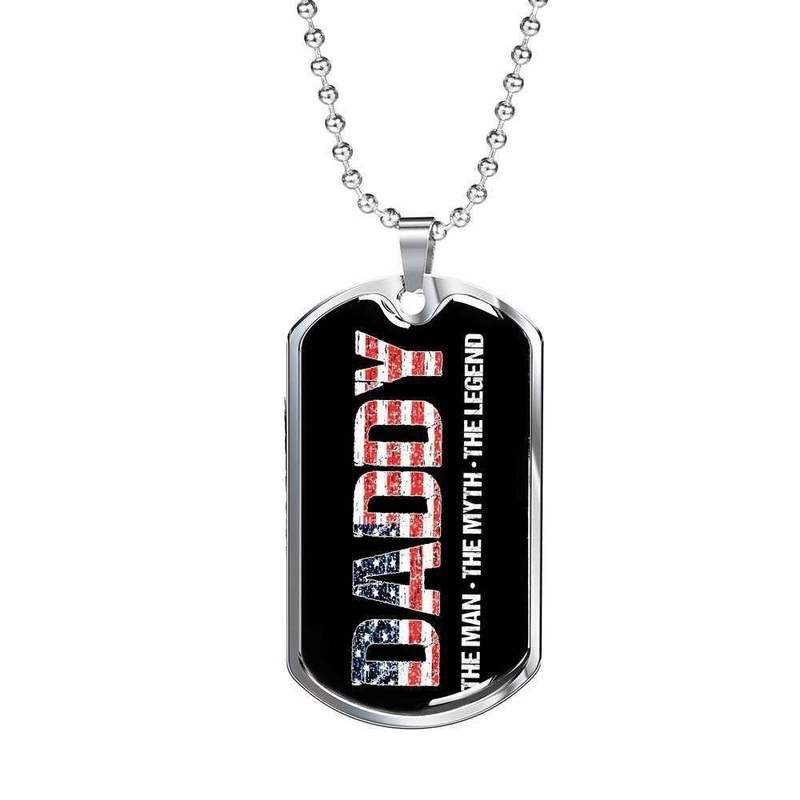 Dad Dog Tag Custom Picture, FatherS Day Dog Tag For FatherS Day Daddy The Man Myth And Legend Dog Tag Necklace