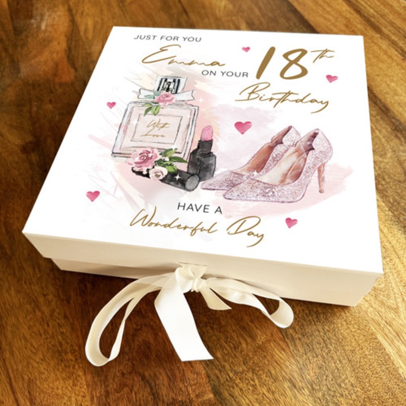 Fashion Shoes Make up Perfume Any Age Square Personalised Birthday Gift Box – The Card Zoo