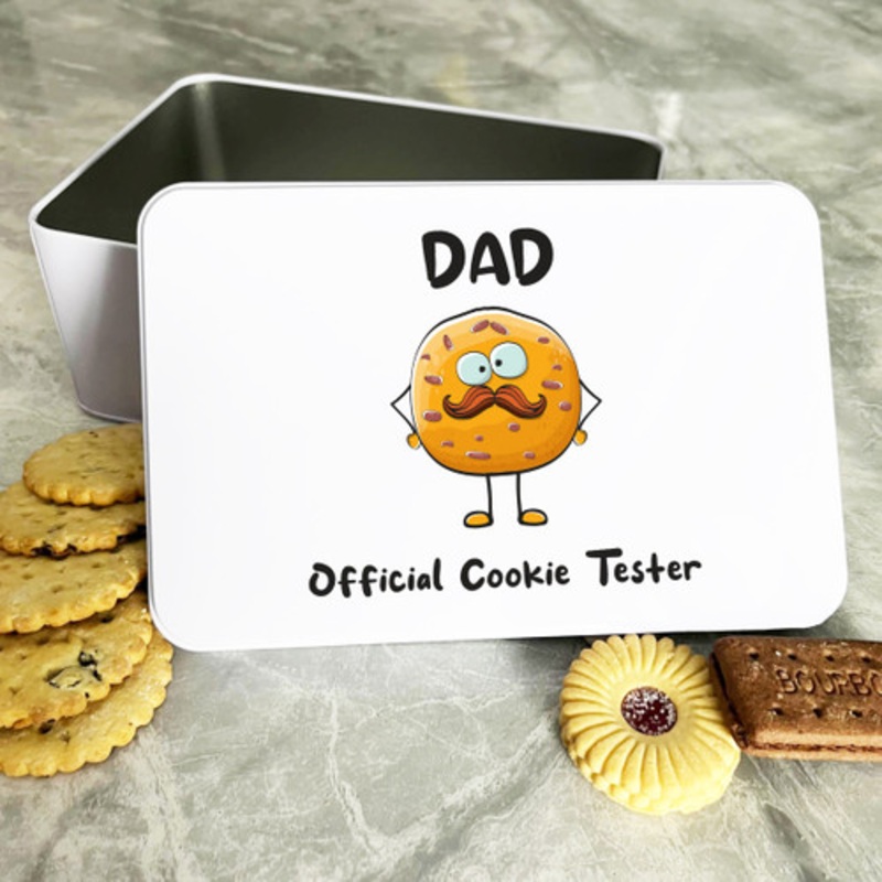 Funny Cookie Moustache Dad Personalised Gift Cookies Treats Biscuit Tin – The Card Zoo