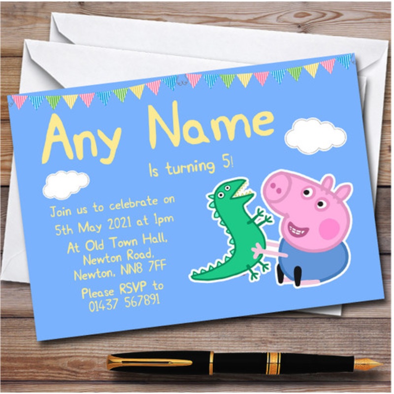 George Peppa Pig Personalised Children’s Kids Birthday Party Invitations – The Card Zoo