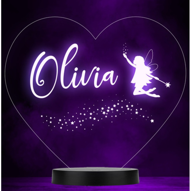 Girls Cute Baby Fairy Stars Heart Personalised Colour Change Lamp Night Light – The Card Zoo