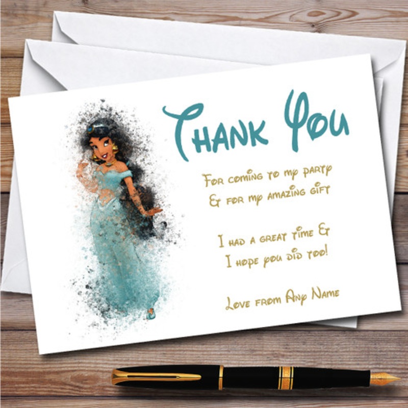 Jasmin Princess Watercolour Splatter Children’s Birthday Party Thank You Cards – The Card Zoo