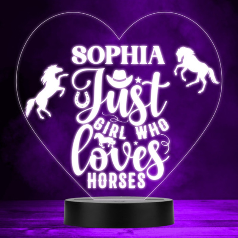 Just A Girl Who Loves Horses Multicolour Personalised Gift LED Lamp Night Light – The Card Zoo