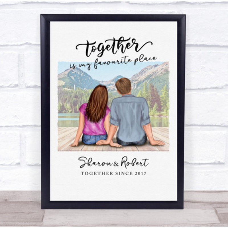 Lake Mountains Romantic Gift For Him or Her Personalised Couple Print – The Card Zoo