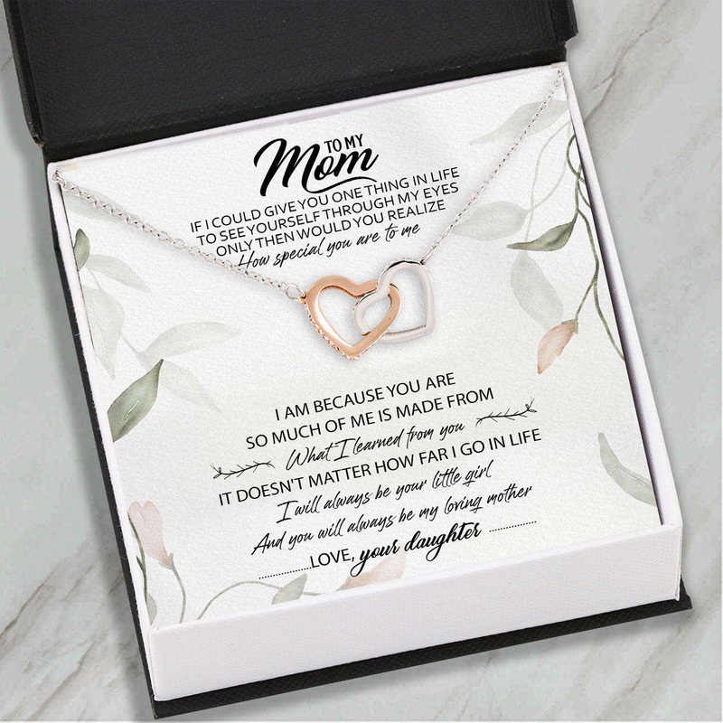 Mom Necklace, Daughter To Mom Necklace Card  Interlocking Heart Necklace  Jewelry For Mom Gifts