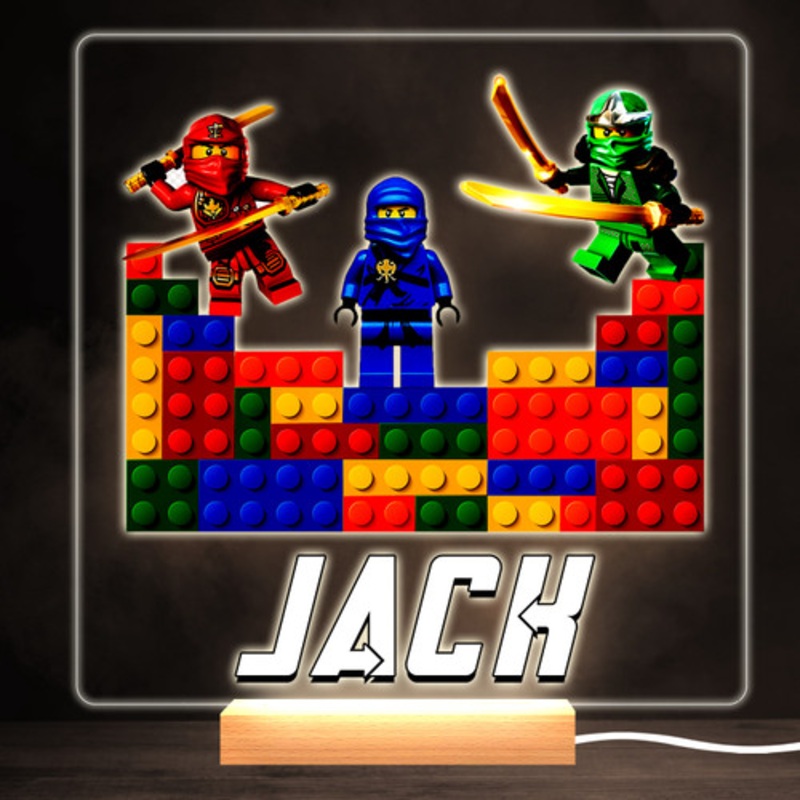 Ninjago Colourful Square Personalised Gift Warm White LED Lamp Night Light – The Card Zoo