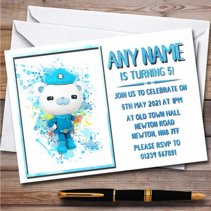 Octonauts Captain Barnacles Splatter Art Children’s Birthday Party Invitations – The Card Zoo