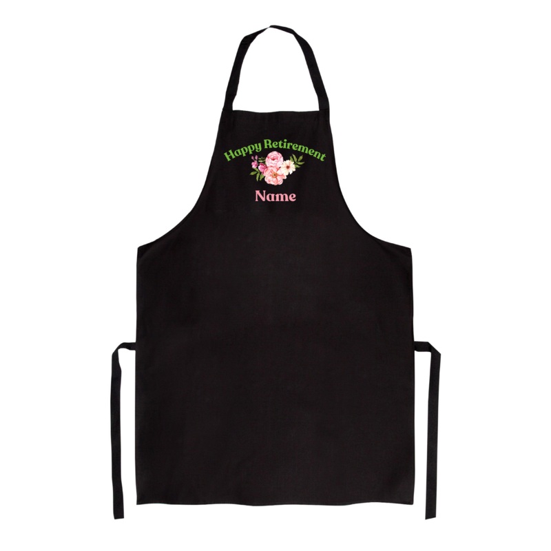 Personalised Adult Apron – Happy Retirement! Floral (Nationwide Delivery)