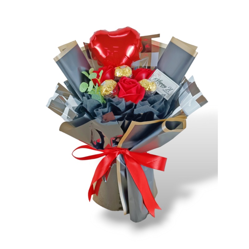 Red Soap Roses Ferrero Rocher Bouquet Artificial Flower (Klang Valley Delivery)