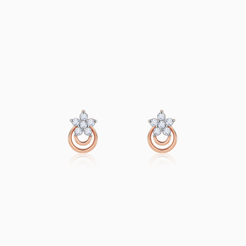 Rose Gold Cosmic Petal Diamond Studs