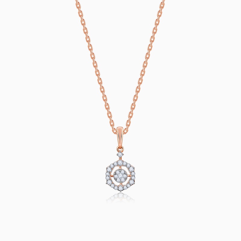 Rose Gold Sparkling Floral Diamond Pendant