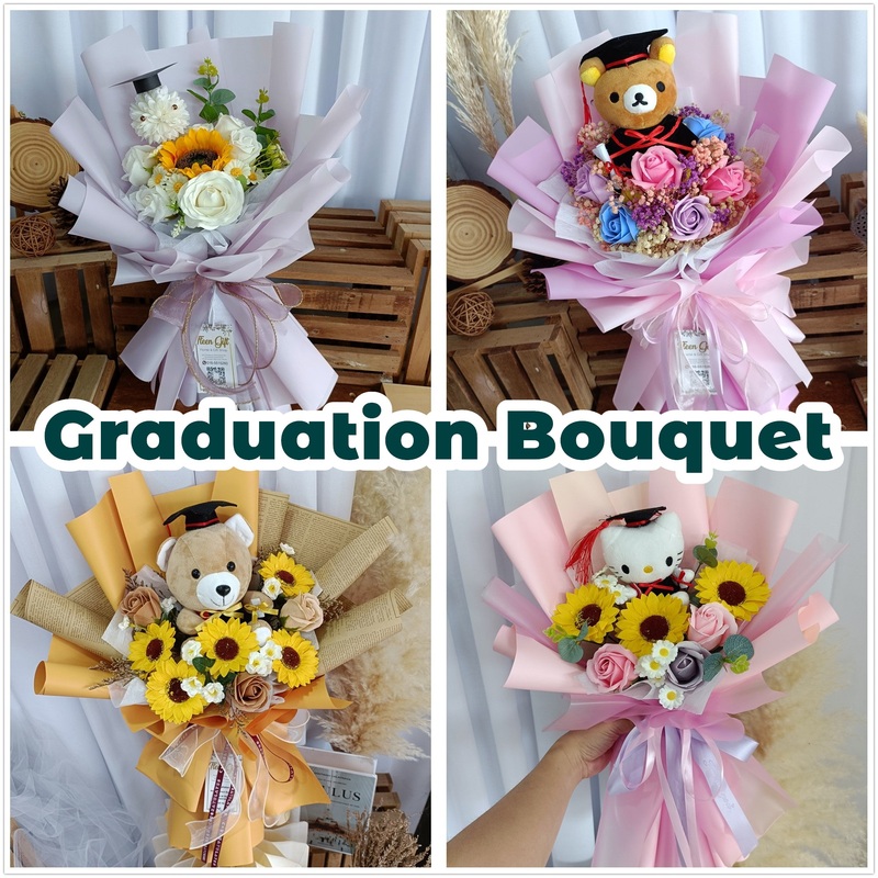 TTEEN GIFT Graduation Convocation Soap Flower Roses Sunflower Bouquet Farewell Bunga Sabun