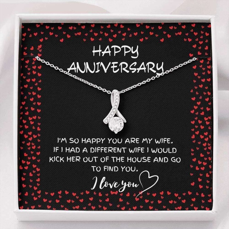Wife Necklace, Happy Anniversary Necklace Gift For Wife From Husband
