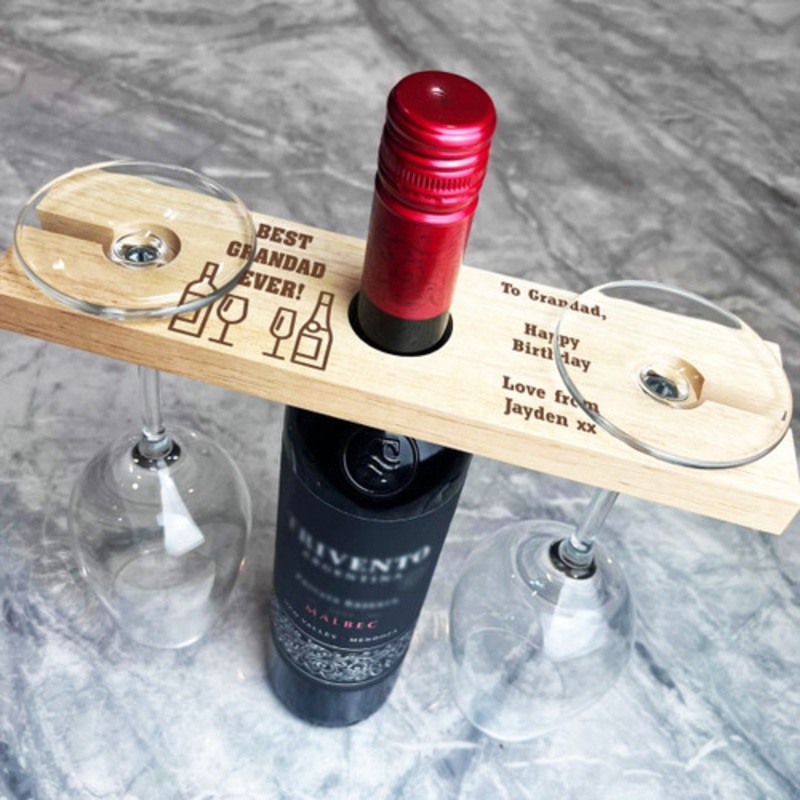 Wine and Champagne Grandad Birthday Personalised Gift 2 Wine Glass and Bottle Holder – The Card Zoo