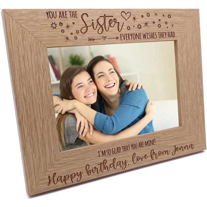 You are the Sister Photo Frame Gift Landscape Oak Wood Finish