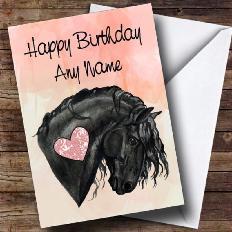 Black Horse Head and Heart Personalised Birthday Card – The Card Zoo