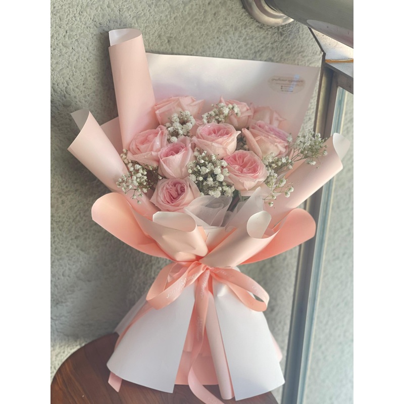 Elegant Soft Pink Rose Bouquet (10) (Klang Valley Delivery)