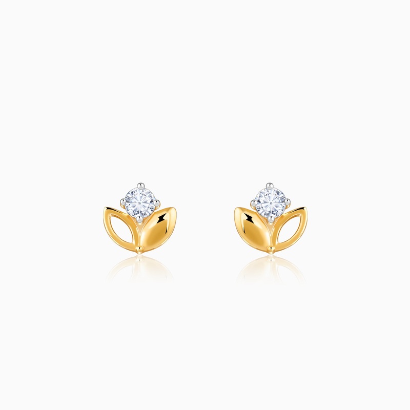 Gold Bud Lab Grown Diamond Stud Earrings
