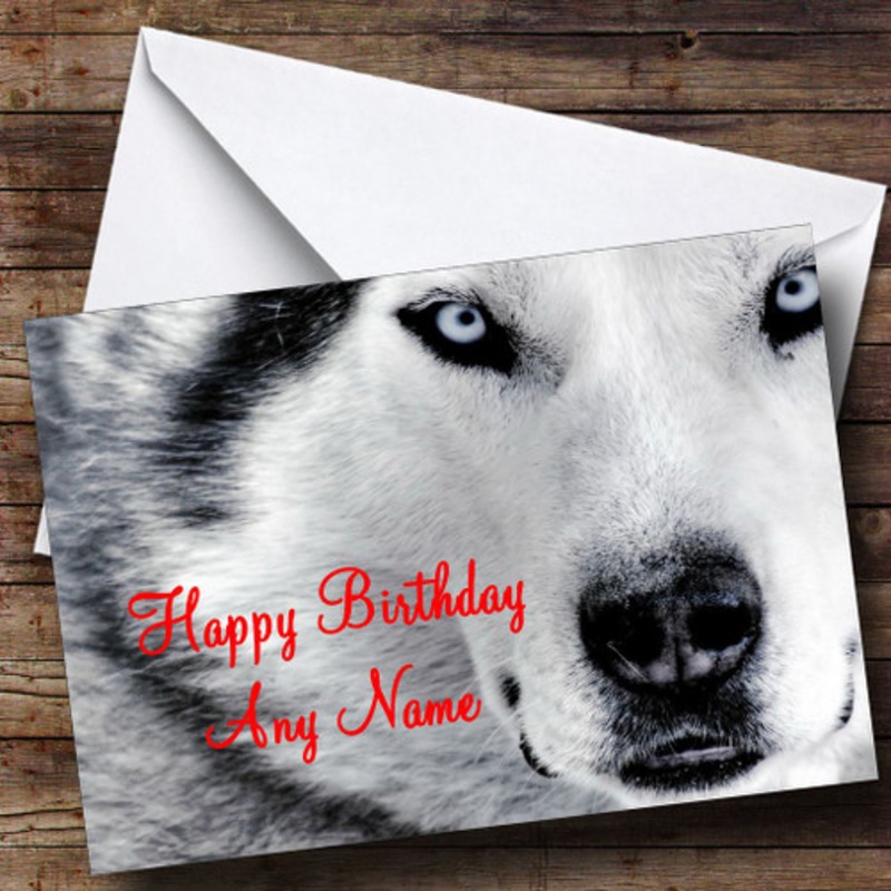 Husky Dog Close Up Personalised Birthday Card – The Card Zoo