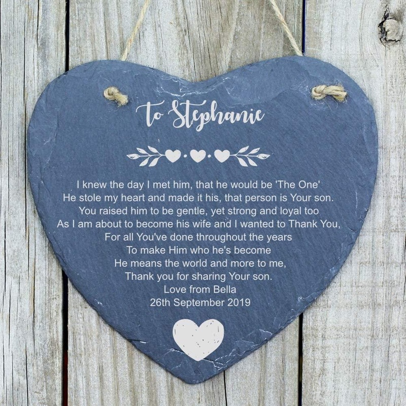 Mother of The Groom, Parents of The Groom Personalised Slate Heart