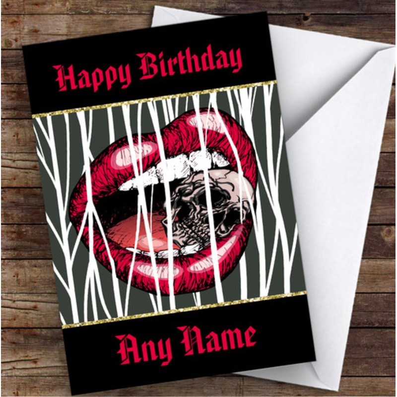 Mouth Crushing Skull Gothic Personalised Birthday Card – The Card Zoo