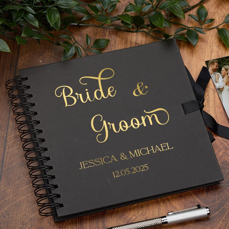 Personalised Bride & Groom Guest Book, Custom Elegant Scrapbook Keepsake Album Memory Book