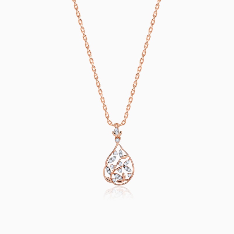 Rose Gold Leafy Affair Lab Grown Diamond Pendant