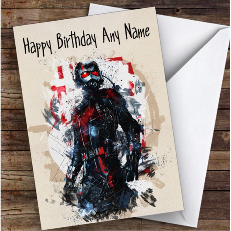 Antman Splatter Ed Black Children’s Kids Personalised Birthday Card – The Card Zoo