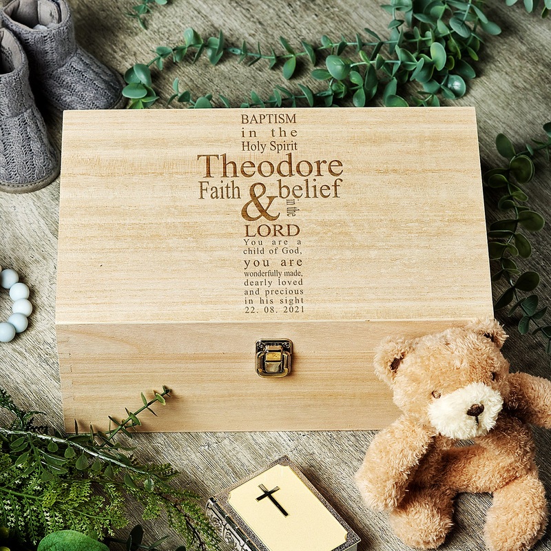 Baptism Keepsake Gift Personalised Wooden Memory Box