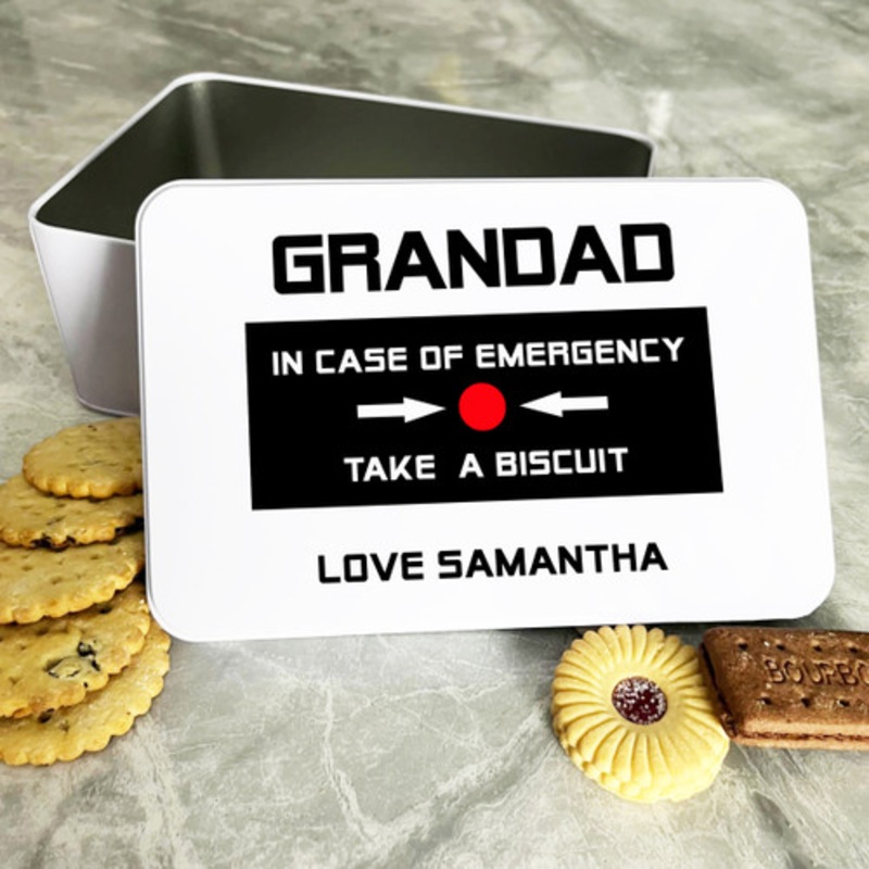 Grandad Emergency Love From Personalised Gift Cookies Treats Biscuit Tin – The Card Zoo