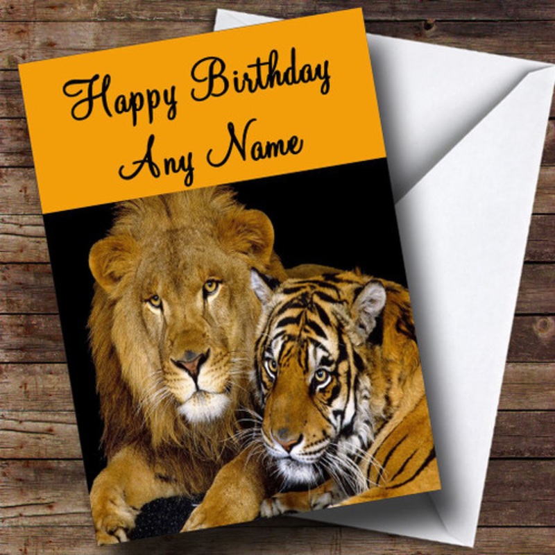 Lion and Tiger Personalised Birthday Card – The Card Zoo