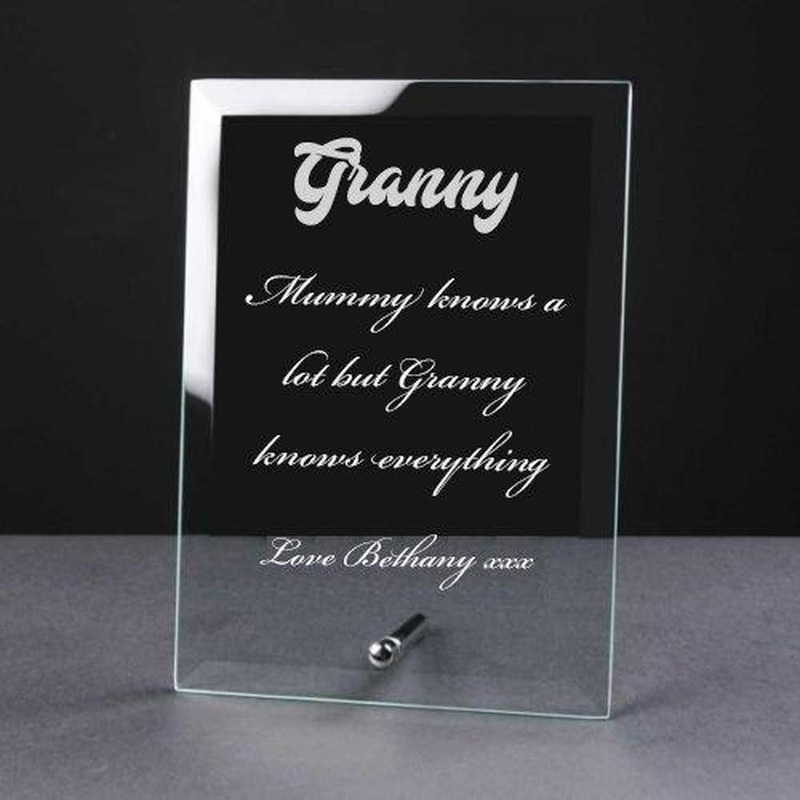 Personalised Engraved Glass Plaque Granny Gift