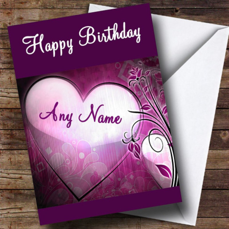 Purple Heart Romantic Personalised Birthday Card – The Card Zoo
