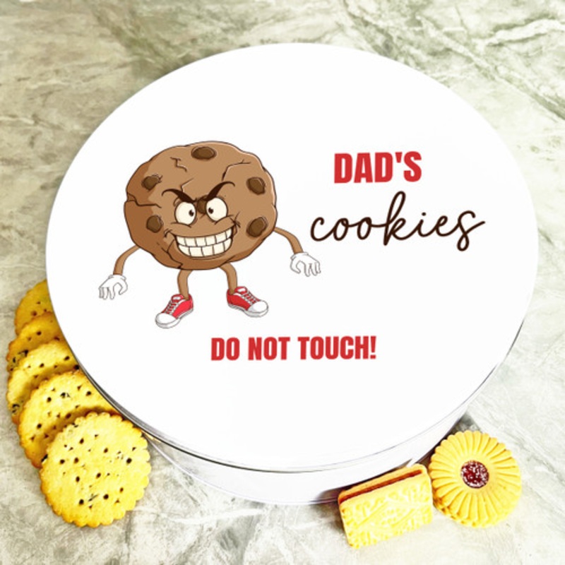 Round Funny Angry Cookie Dad’s Personalised Biscuit Tin – The Card Zoo