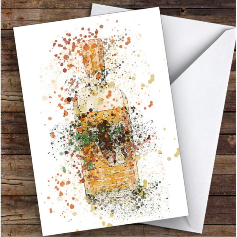 Watercolour Splatter Orange Cacao Swan Gin Bottle Personalised Birthday Card – The Card Zoo