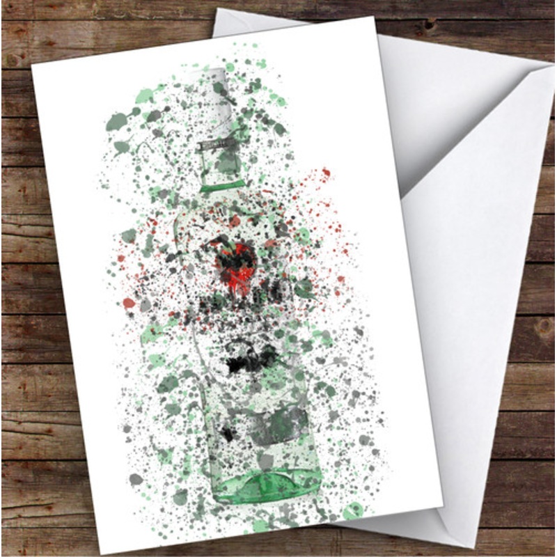 Watercolour Splatter White Cuban Rum Bottle Personalised Birthday Card – The Card Zoo