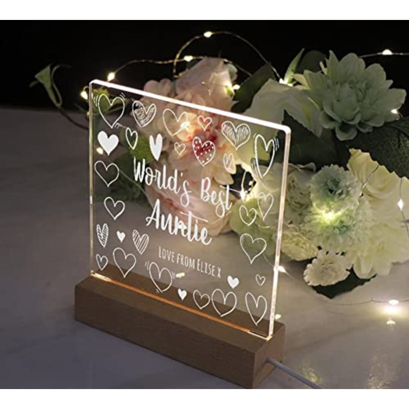 World’s Best Auntie Personalised Night Light LED Lamp Gift