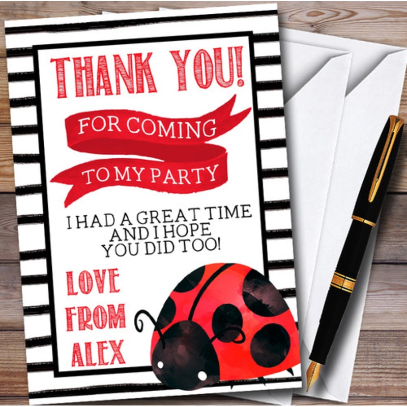 Cute Ladybird Ladybug Personalised Party Thank You Cards – The Card Zoo