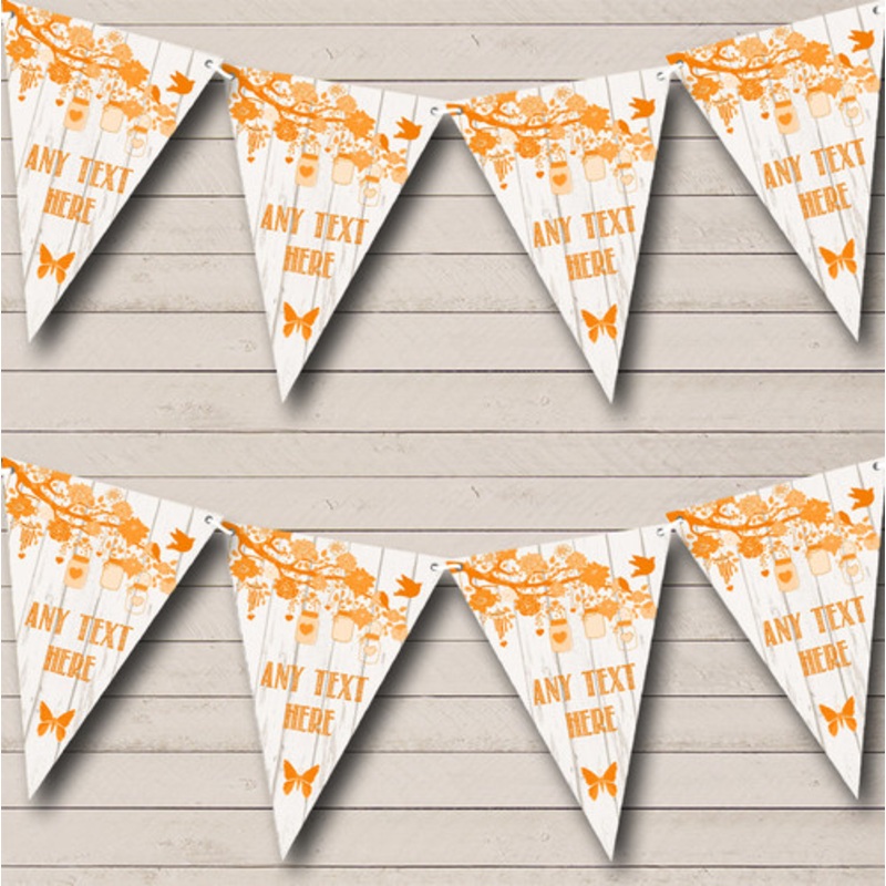 Shabby Chic Vintage Wood Orange Personalised Birthday Party Bunting – The Card Zoo