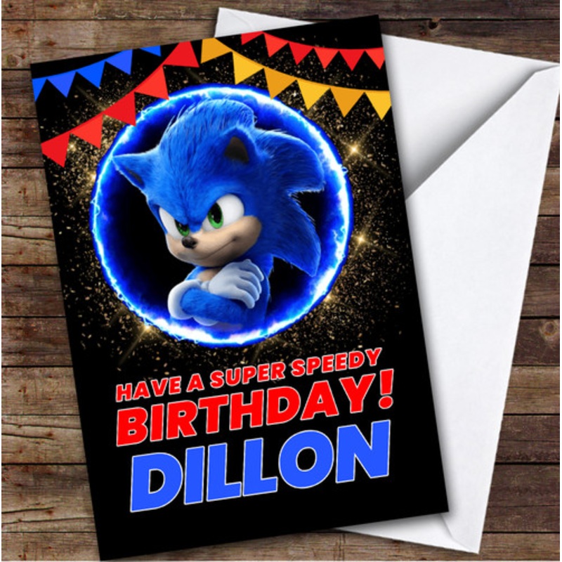 Sonic The Hedgehog Super Speedy Personalised Kids Children’s Birthday Card – The Card Zoo