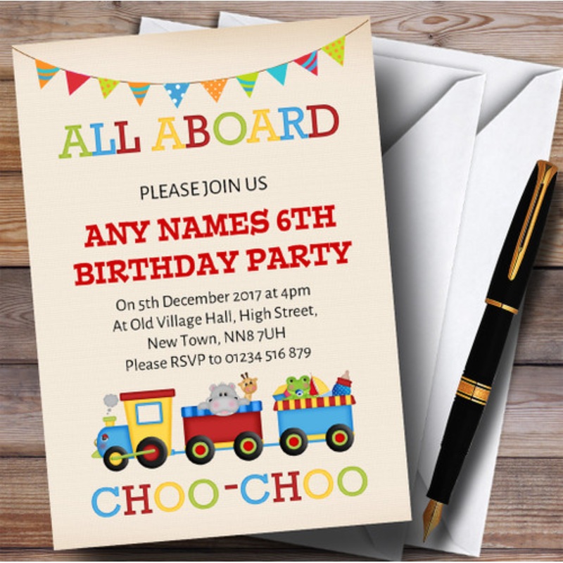 Train and Bunting Children’s Birthday Party Invitations – The Card Zoo