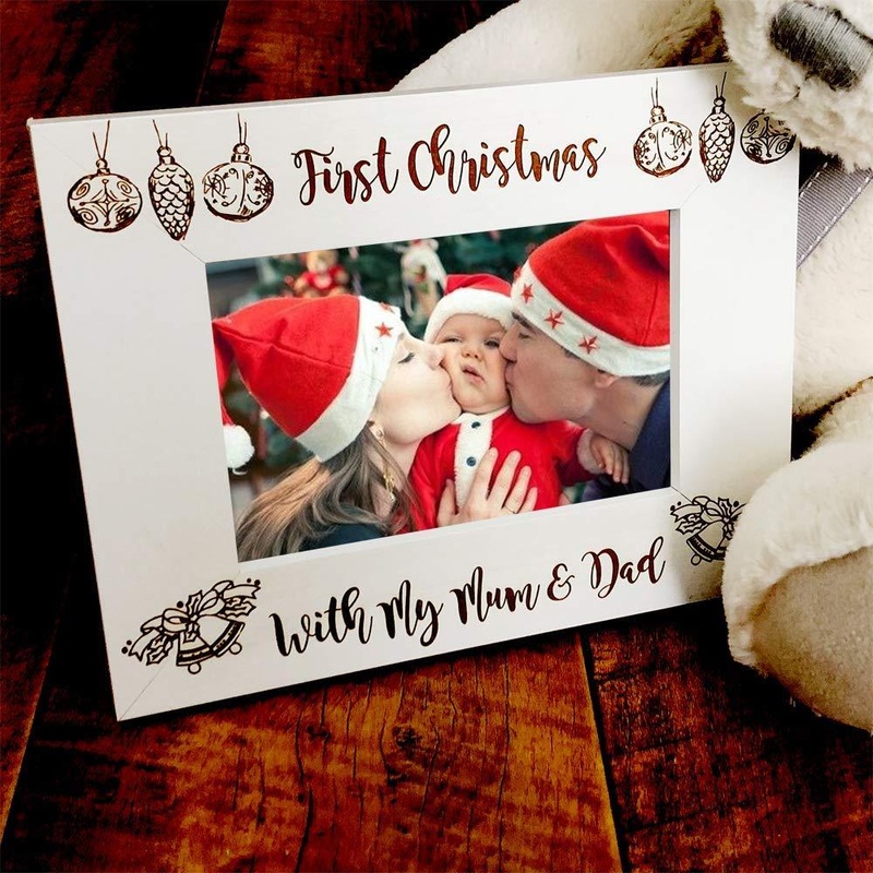 White Wooden First Christmas With Mum and Dad Photo Frame Gift
