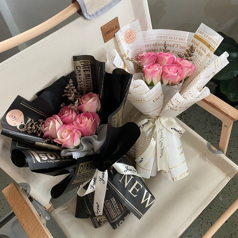 5 Stalk Princess Pink Soap Roses Artifical Flower Bouquet (Klang Valley Delivery Only)