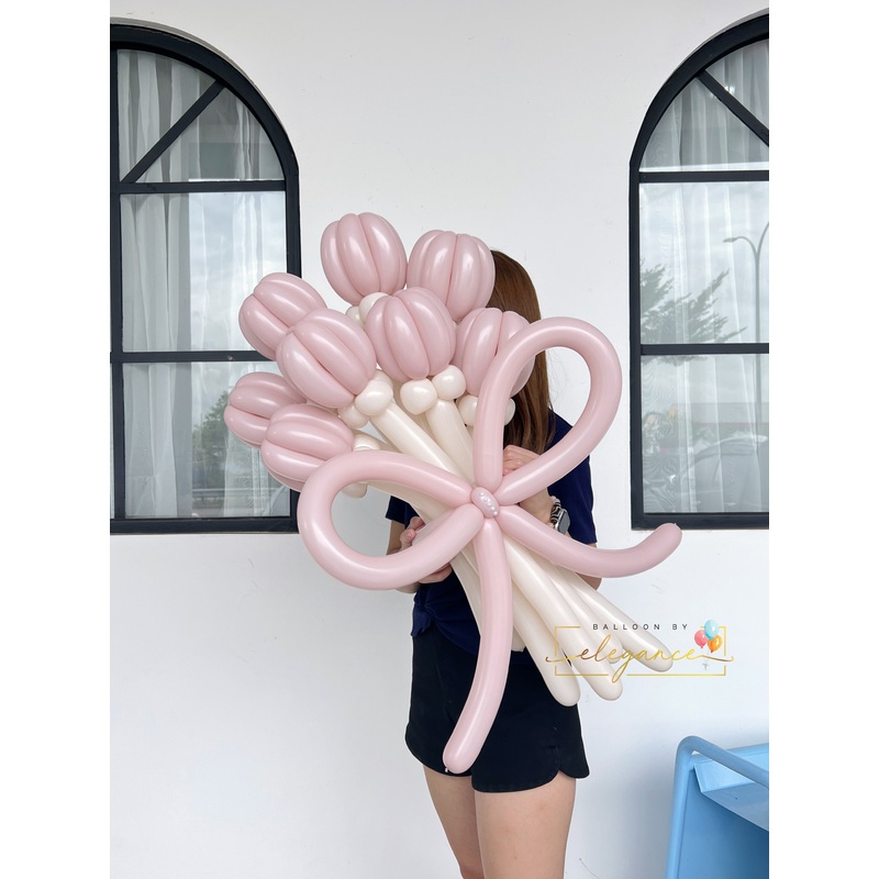 Balloon Flower Bouquet-Tulips  (6 stalks) (Johor Bahru Delivery Only)