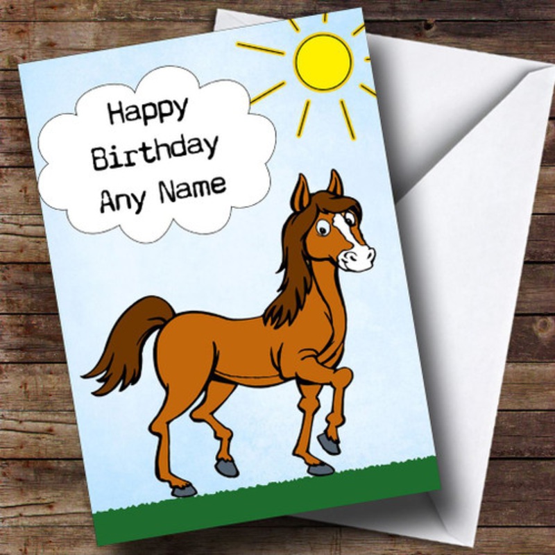 Chestnut Ginger Horse White Blaze Personalised Birthday Card – The Card Zoo