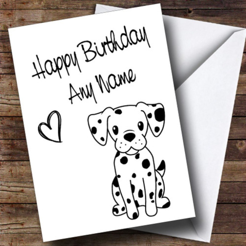 Cute Stick Dalmatian Dog Personalised Birthday Card – The Card Zoo