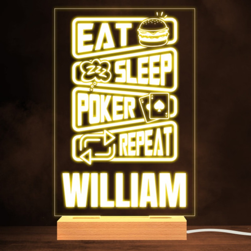 Eat Sleep Poker Repeat Gambling Game Warm Lamp Personalised Gift Night Light – The Card Zoo